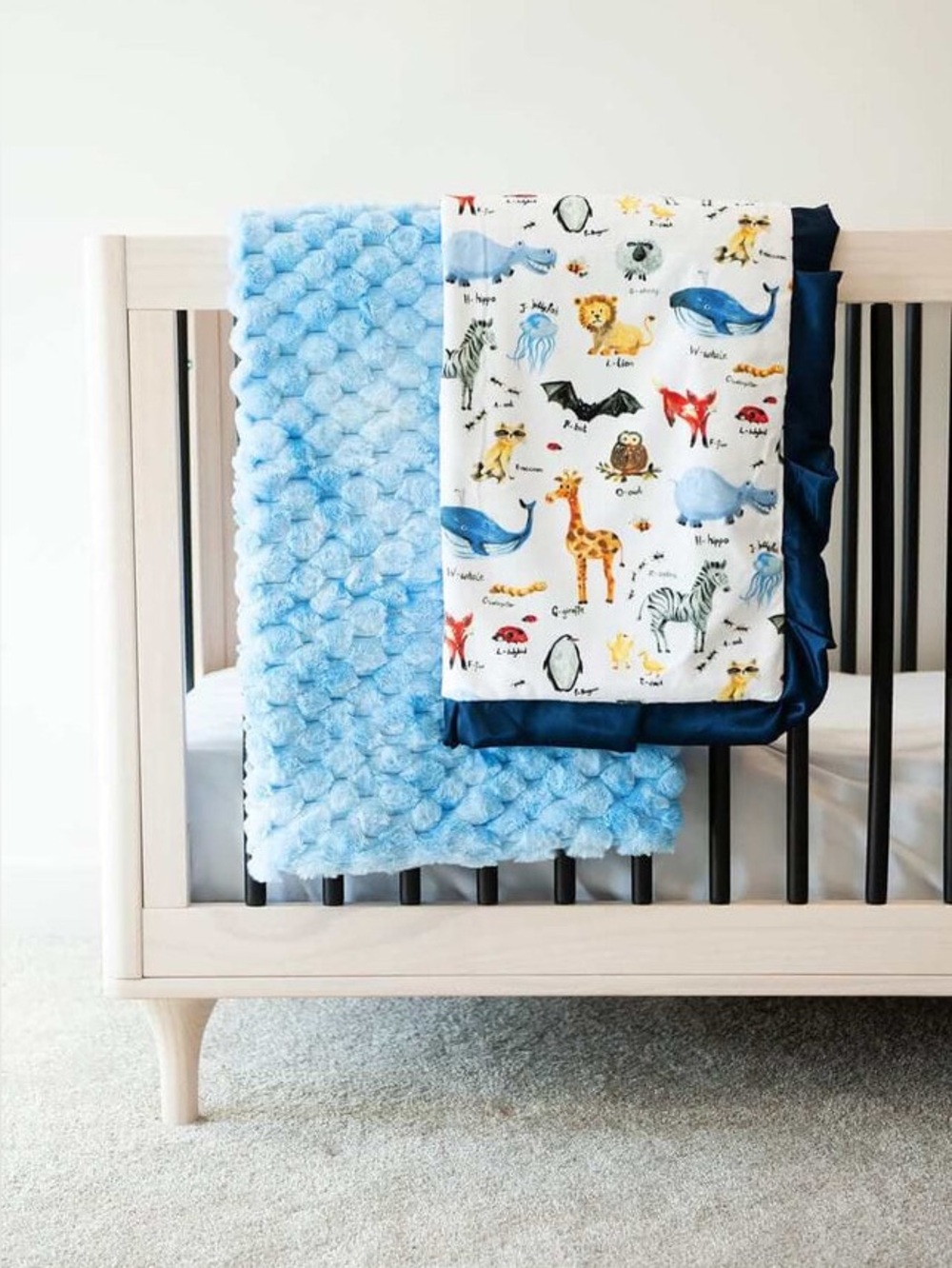 Minky Couture ABC Zoo Blanket Plush Baby Animal Print Soft Warm